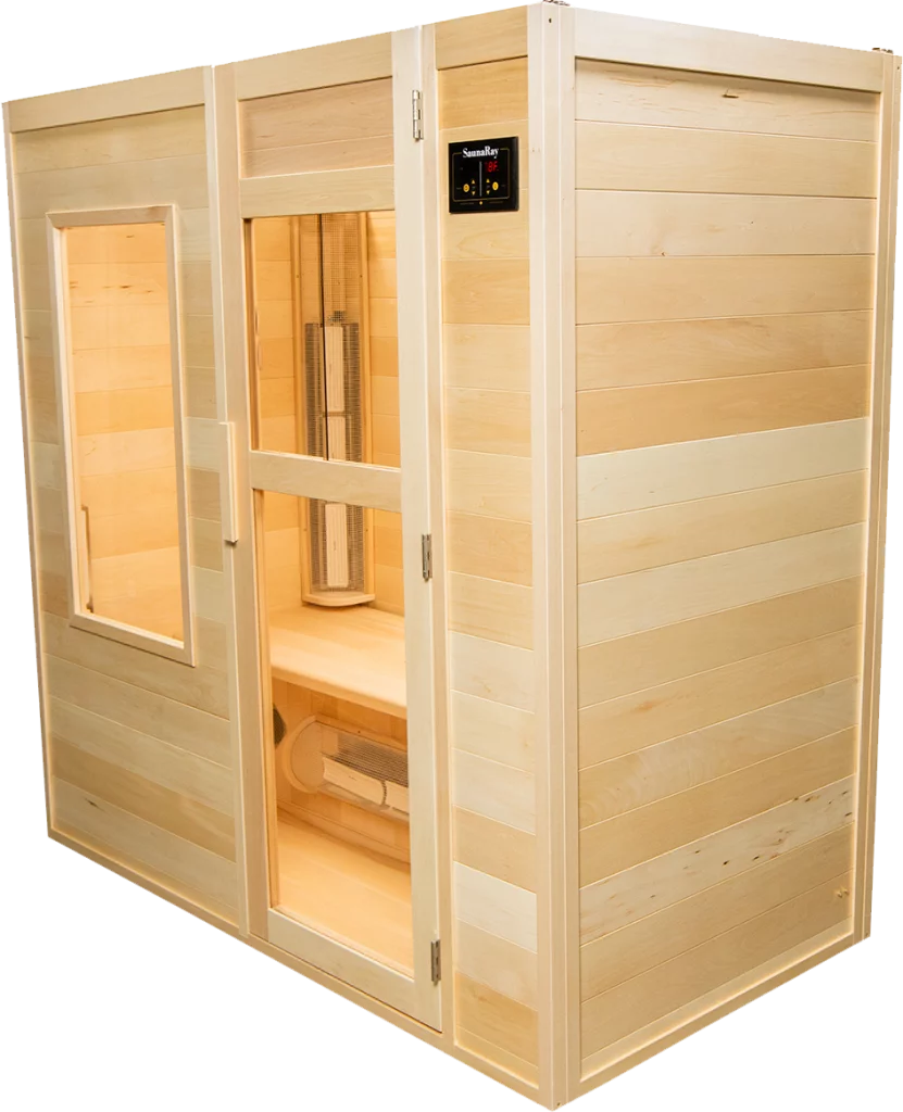 Right Side View of the Three Person Far Infrared Sauna Handmade by SaunaRay