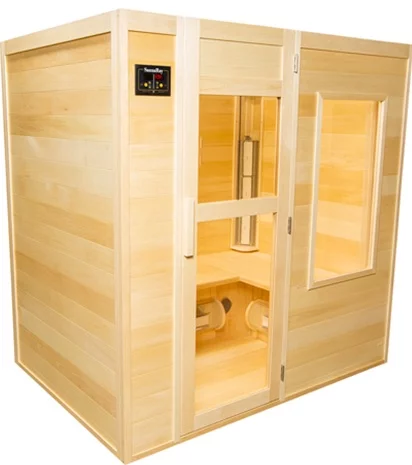 A photo of a 4 person infrared sauna. handcrafted by SaunaRay